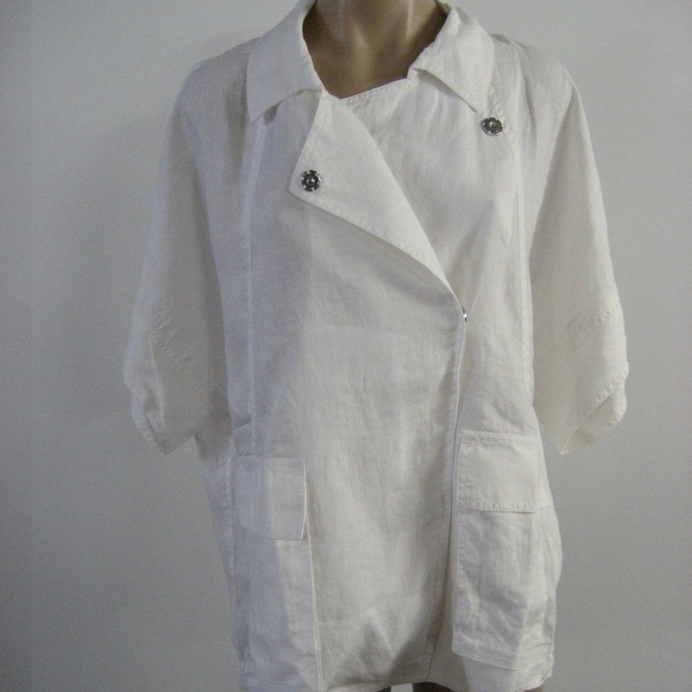 EILEEN FISHER White Linen Stretch Jacket M $198